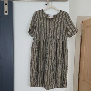 Striped Olive Green Dress